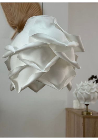 Modern Eva Gül Beyaz Tasarım Sarkıt Avize Beyaz