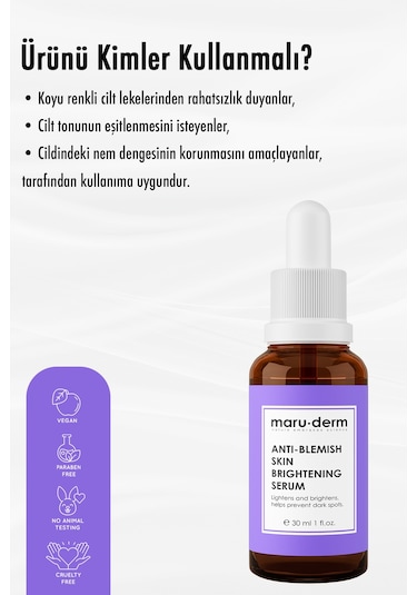 Maruderm Leke Karşıtı ve Beyazlatıcı Cilt Bakım Serumu (Alpha Arbutin %2) 30 ML