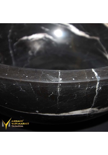 Toros Siyah Mermer Yuvarlak Lavabo