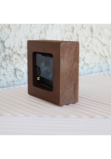 El Yapımı Kayın Ağacı Ahşap Dekoratif Kare Masa Saati