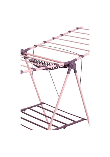 Ironika Kalın Borulu Mandal Sepetli Çamaşır Kurutmalık Mürdüm - Pembe