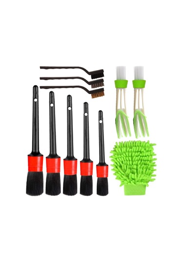 Vkemall 11 Parçalı Araç Temizlik Fırça Seti - Deri, Jant Ve Klima Temizliği İçin Profesyonel Fırçalar