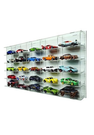 Şeffaf Pleksi Hobi Araba Rafı 25 Araçlık