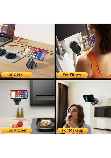 Motion003 Pandafaucet Manyetik Araba Telefon Tutacağı Siyah 360 Dönebilen Güçlü Emiş Kavrama Araçlar Banyolar İçin Siyah