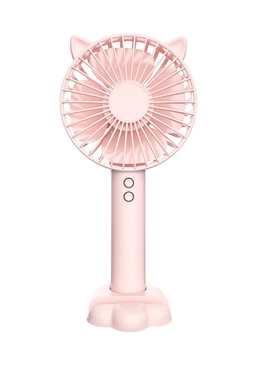 Jeehugo El Tipi Mini Vantilatör Pembe, 3 Seviye Hız Ayarı, Hafif Taşınabilir, Düşük Gürültü, Içten Yumuşak Işık Ile Pembe