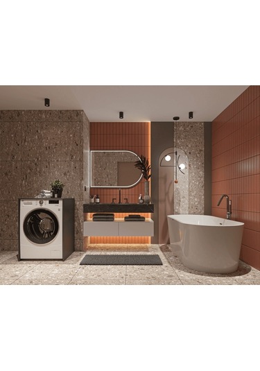 Çamaşır Makinesi Dolabı 001 - Antrasit Çok Renkli