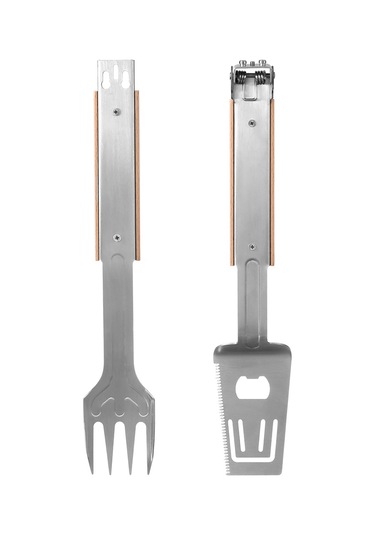 Symbee Çelik Paslanmaz Dışarıda Bbq Mangal Araçları, Ayrılamabilir Tasarım, Gofretli Kenar, Çubuk Ve Spatula, Oyuncaq, 27.8cm, Steak夹 Çok Renkli