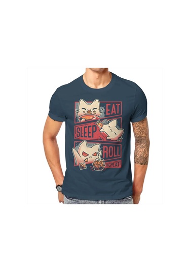 Snapbuy Erkek Roleplayer Dnd Pamuk Kısa Kollu O-boyun T-shirtlacivert Lacivert