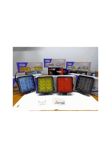 Off Road Sis Farı Sis Lambası 16 Led Kare 2'li Paket Siyah