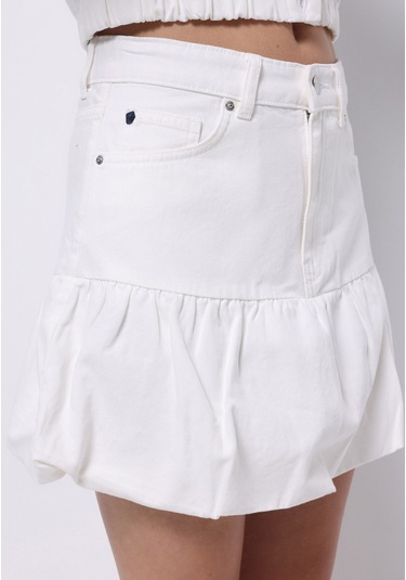 Colins Balloon Skirt Düz Fermuarlı Kadın Beyaz Etek Cl1074980 Q1.v1 Dn44345 Denim