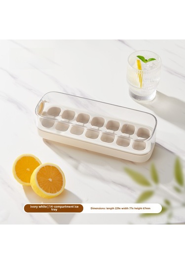 Youtek Gıda Grubu Silikon Buz Kalıbı 14 Hücrelü Basma Desenli Evde Buz Yapma Kutusu Kapaklı Donma Aleti Beyaz Diğer