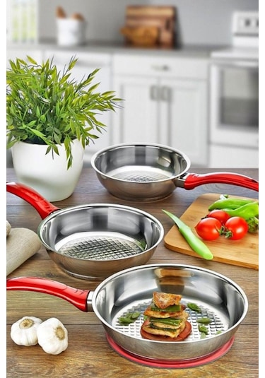 Gülsan Jasmin 3 Parça Çelik Tava Seti Gri