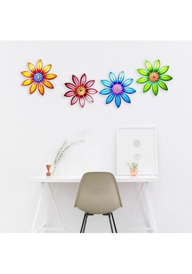 Lijinxu 4x Metal Çiçek Duvar Dekoru/duvar I Heykel/sundurma