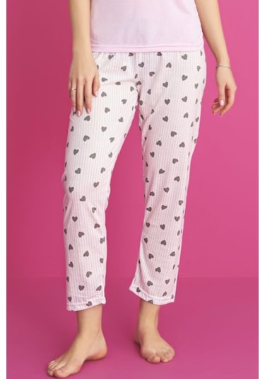 Dreamy Pamuklu Desenli Kısa Kollu Pijama Takımı Pembe