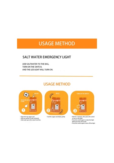 Aubyhe Tuzlu Su İle Çalışan Led Fener, Dış Mekan Işığı, Şarj Gerektirmeyen, 200 Saat Süre, Portatif Kamp Lambası Turuncu Tuz Paketi Yok Çok Renkli