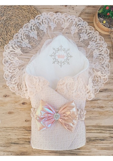 Pembe Kız Bebek Battaniyesi Kundağı Dantelli Duvaklı Mevlütlük Hastane Çıkışı Hediyelik Mevsimlik Pembe