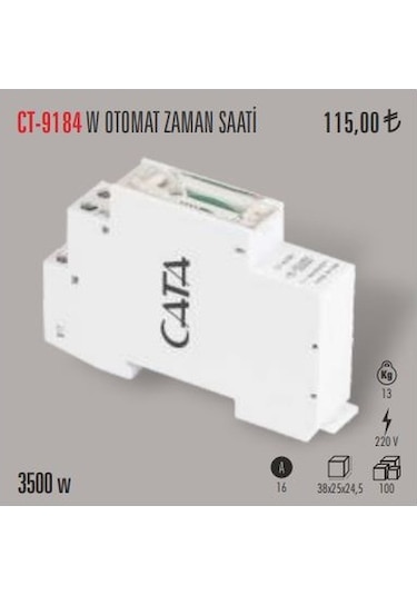 Cata Ct-9184 W Otomat Sigorta Tipi Zaman Saati 3500 W
