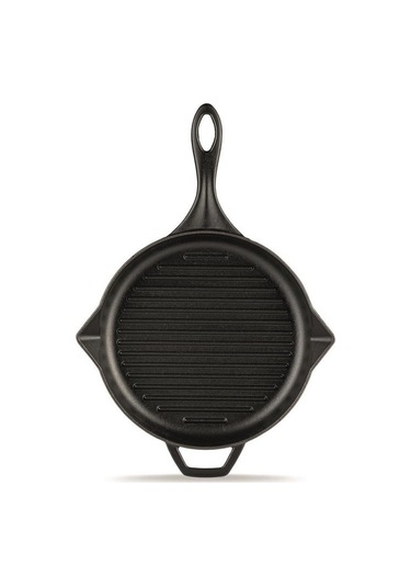 Hosse 28cm Yardımcı Kulplu Yuvarlak Grill Tava Siyah