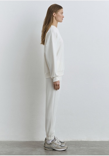 Mavi - Lux Touch Bisiklet Yaka Beyaz Sweatshirt 1s10422-70057 Ekru