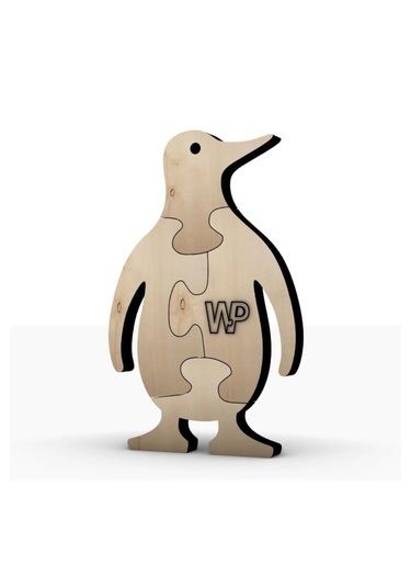 Masif Ahşap Puzzle Çocuklar Için Öğretici Boyanabilir Penguen