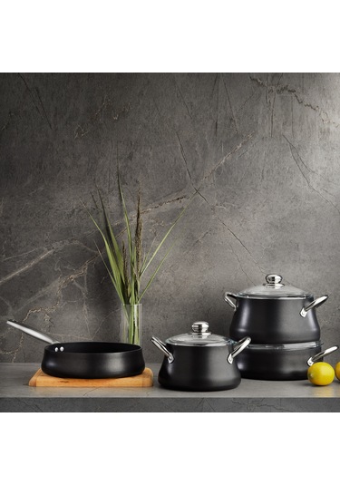 Schafer Ottawa Y.Y.-Tencere Seti -7 Parça-Siyah