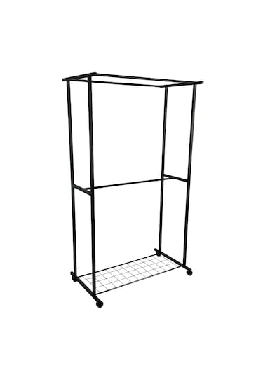 Tekerlekli Elbise Askısı Ayaklı Askılık 6081 Siyah