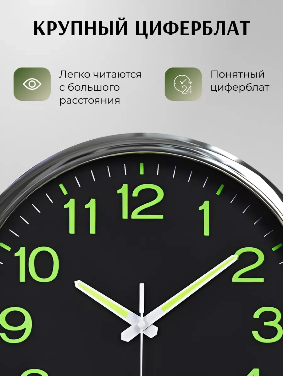 Casy Market Duvara Asılabilir Sessiz Işık Saçan Karanlıkta Parlayan 30 Cm Saat 405652607 Siyah