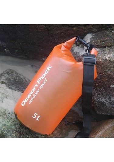 Zcjb Dış Mekan Su Geçirmez Tek Omuzlu Kuru Çanta Kuru Çuval Pvc Varil Çanta, Kapasite: 5l Turuncu Turuncu