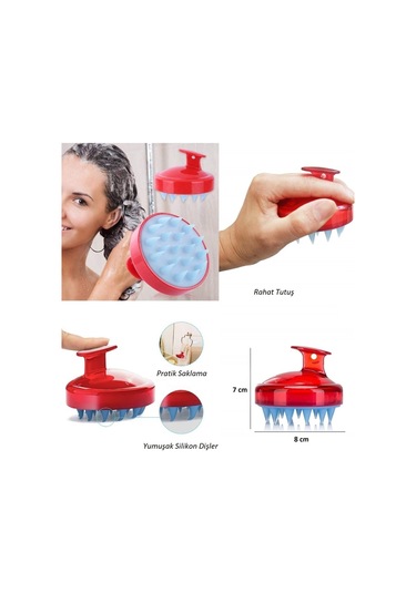 Land Of Myth LOM1032 Yumuşak Dişli Saç Derisi Masaj Şampuan Fırçası Kırmızı