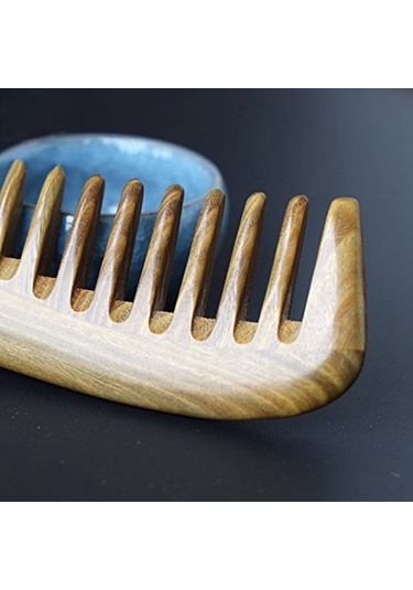 Oypfxmı-geniş Diş Doğal Sandal Ağacı Saç Tarağı-kalın Kıvırcık Dalgalı Saçlar İçin Pürüzsüz Saplı Statik Olmayan Ahşap Dolaşık Açıcı Tarak