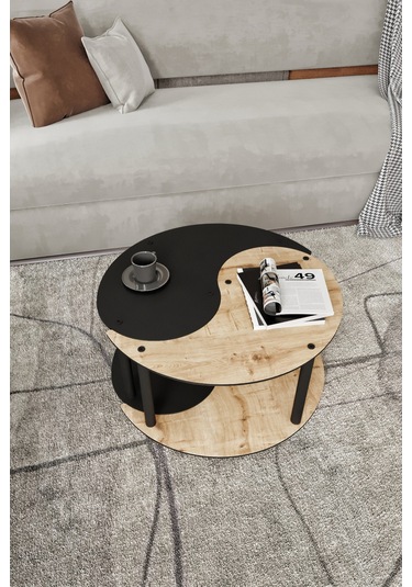 Yin Yang Unıty Serenıty Orta Sehpa 2 Li Safir Siyah 70 Cm Siyah