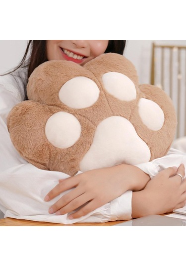 Suntek Kedi Pençesi Yastık Battaniye Sevimli  Koyu Kahverengi