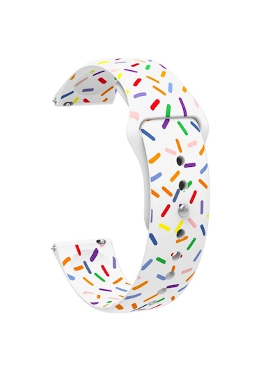 Sones Samsung Galaxy Uyumlu Watch Active 2 40mm / 44mm Spor Gökkuşağı Noktaları Silikon Toka Saat Kordonu