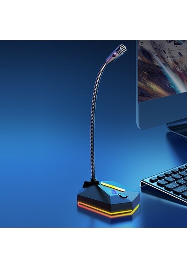 Profesyonel Usb Masa Mikrofonu - 360 Derece Yönlendirme, Rgb Led Aydınlatmalı, Oyun Ve Kayıt İçin