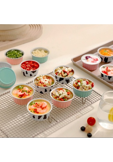 Yuntech01 Renkli Kapaklı Alüminyum Folyo Kase - Hava Fritözü Ve Fırın İçin Tek Kullanımlık/tekrar Kullanıma Uygun, Pembe, 100 Adet