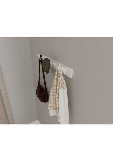 Hepsi3boyutlu Modern Duvar & Kapı Kanca Askılık - 5 Adet Beyaz Kanca Askılık - Model No : 5 Beyaz