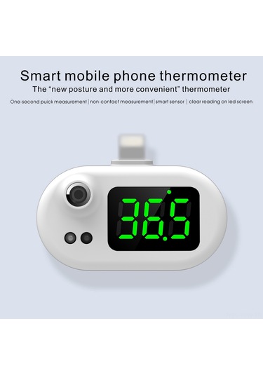 Tenfowee Usb Termometre K8 - Ev Kullanıma Uygun, Portatif, Hızlı Ölçüm 32-42 C , İos Arayüzlü Beyaz Isı Ölçer