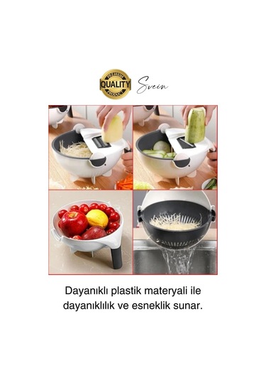 11 Parça Paslanmaz Fonksiyonel Süzgeçli Rende Hazneli Doğrayıcı Sebze Salata İçin Pratik Mutfak Çok Renkli