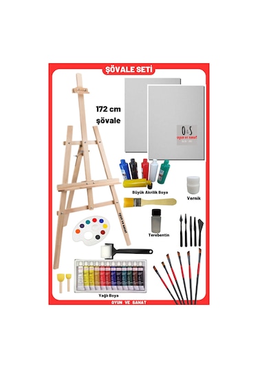 Lüks Resim Başlangıç Seti 3-şövale Şövalye , Tuval Tual Seti , Ressam Akrilik Yağlı Boya Seti