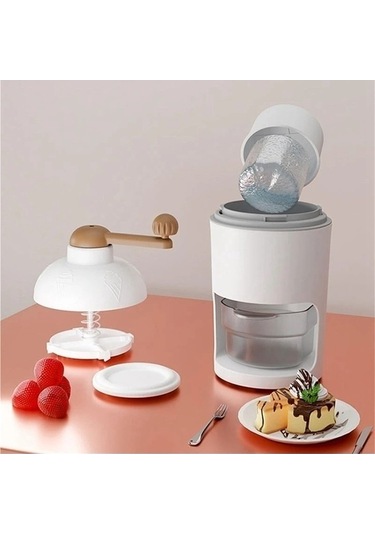 Didadodo Manuel Traş Döner Buz Kırıcı Beyaz - Profesyonel Kalite Beyaz, 2 Kapaklı Beyaz