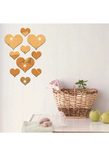 Geekyou 10 Adet Siyah Kalp Şekilli 3d Akrilik Ayna Duvar Sticker - Dıy Dekorasyon, Konforlu Ortam Oluşturucu, Çok Yüzey Uyumlu Siyah