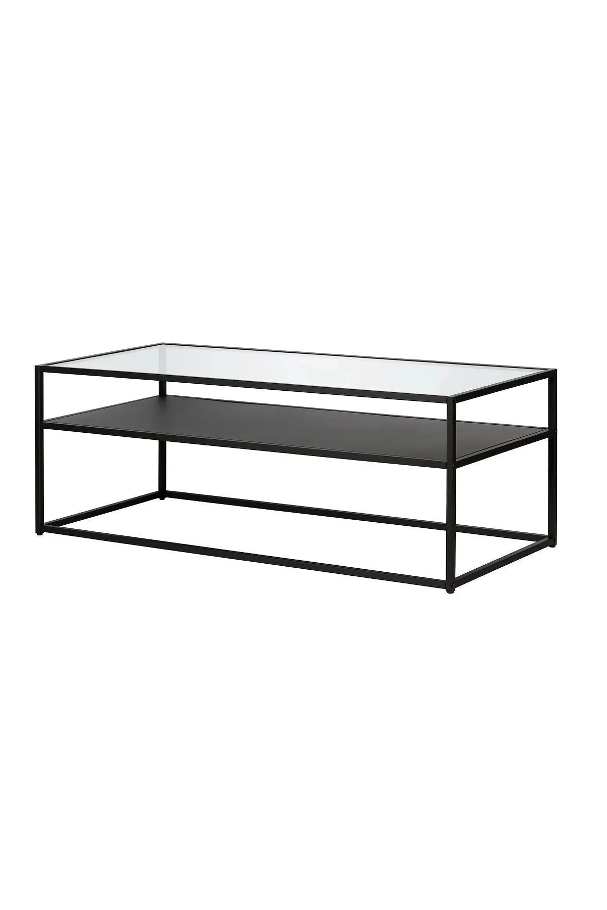 Modern Metal Iskeletli Temper Camlı 2 Katlı Dikdörtgen Orta Sehpa Siyah-siyah-şeffaf Modern Metal Iskeletli Temper Camlı 2 Katlı Dikdörtgen Orta Sehpa Siyah-siyah-şeffaf