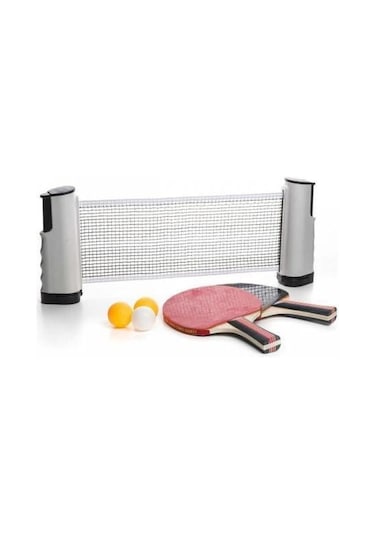 Portatif Masa Tenisi Filesi Tüm Masalara Uyumlu + 2 Raket + 3 Top Çok Renkli