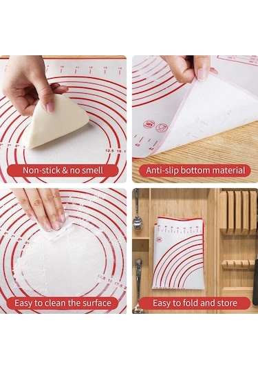 Siyah Büyük Boy Silikon Pişirme Mat Pasta Haddeleme Yoğurma Pedi Mutfak Krep Pizza Hamur Yapışmaz Tava Hamur İşi Matı 8 Boyutu 40x30cm