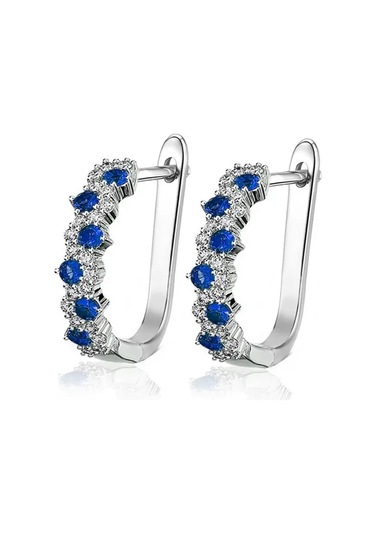 Prosperlink Lüks Mavi Kübik Zirkonya Küpe - Düğün, Parti Aksesuarı, Kadınlar İçin Hediyeplatin Kaplamabeyaz0,11 Ct - 0,15 Ct14 Ayargümüşfl - If