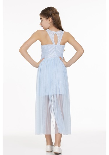 Ahengim Kız Çocuk İnci Taşlı Tüllü Trend Abiye Ak2229 001