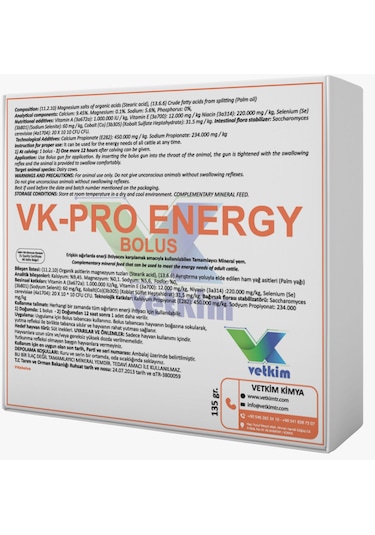 Vk-pro Energy Bolus - 4 Adet 135 Gr