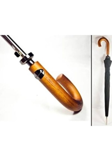 Snotline 16 Çelik Telli Premium Protokol Ahşap Saplı Şemsiye Siyah