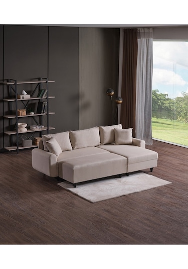 Kagu Corner Flavia Köşe Takımı Puflu Krem