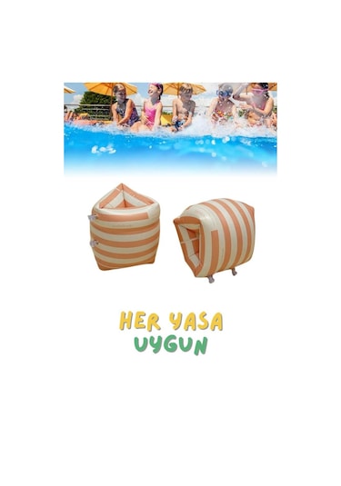 Çizgi Desen Turuncu Her Yaşa Uygun Yürüyen Kolluk, Şişme Deniz Havuz Yüzme Kolluğu, Yüzme Ekipmanları Turuncu